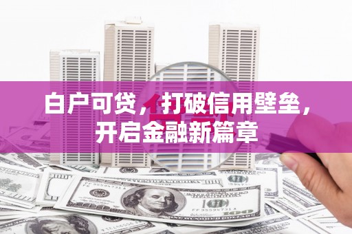 临沂白户可贷，打破信用壁垒，开启金融新篇章